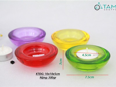 Chân nến thủy tinh màu trong suốt H-CHN-06